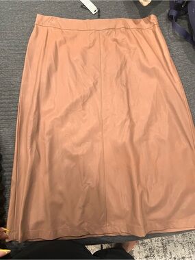Prologue Faux Leather Midi Skirt in Dusty Rose